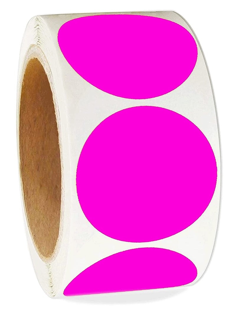Well Tile 2 Inch Color-Code Labels Round Circle Stickers for Color Coding - Fluorescent Pink Christmas Inventory Labels Moving Stickers for Labeling Warehouse Classroom Office Food Service and Medical 500 Pcs - Image 1
